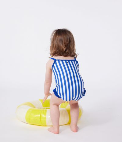 Maillot de bain bébé une pièce à volants, imprimé rayé
