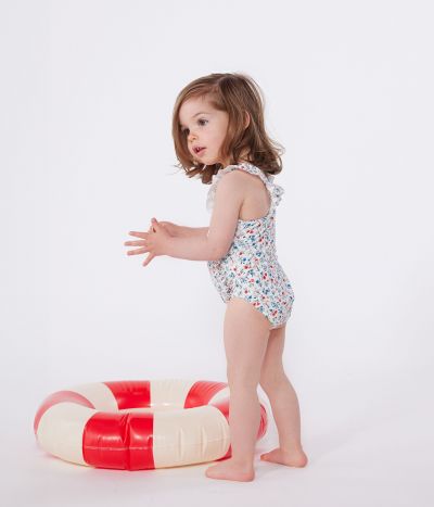 Maillot de bain bébé une pièce à volants, imprimé fleuri