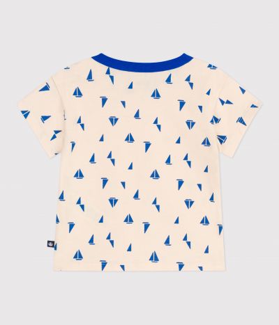 T-shirt bébé en coton à manches courtes, imprimé bateaux