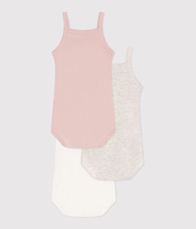 Lot de 3 bodies bretelles en coton uni bébé