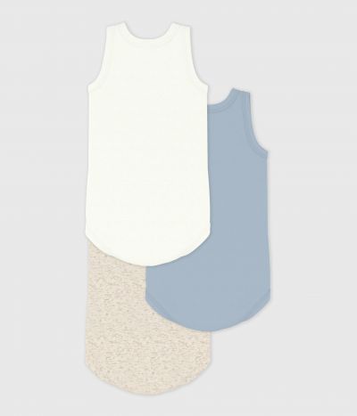 Lot de 3 bodies sans manches en coton uni bébé