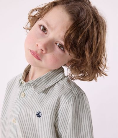 Chemise enfant en coton manches longues à rayures