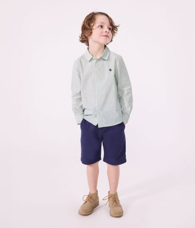 Chemise enfant en coton manches longues à rayures