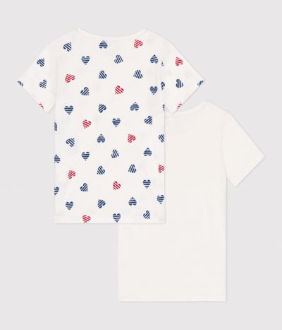 Lot de 2 tee-shirts enfant en coton manches courtes cœurs