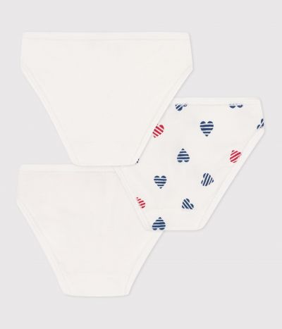 Lot de 3 culottes enfant en coton imprimé cœurs