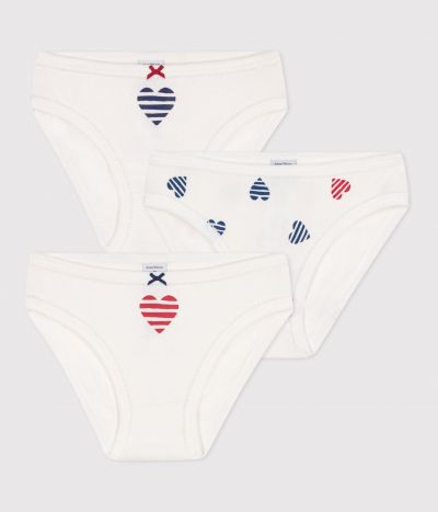 Lot de 3 culottes enfant en coton imprimé cœurs