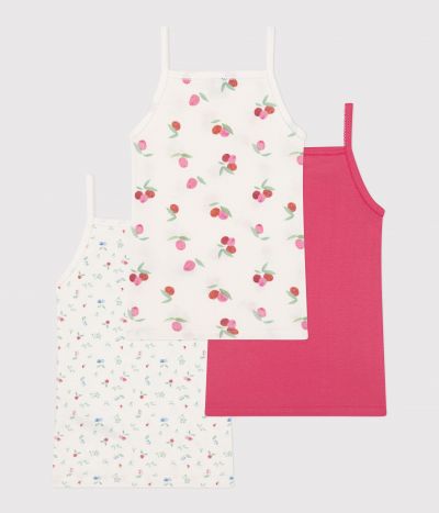 Lot de 3 débardeurs enfant en coton à fines bretelles fruits