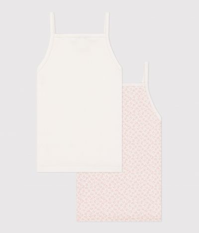 Lot de 2 débardeurs enfant en coton fleuris
