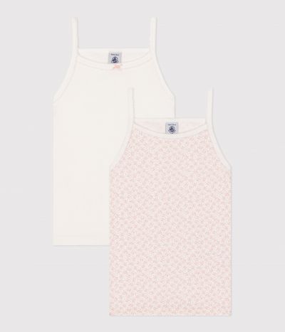 Lot de 2 débardeurs enfant en coton fleuris