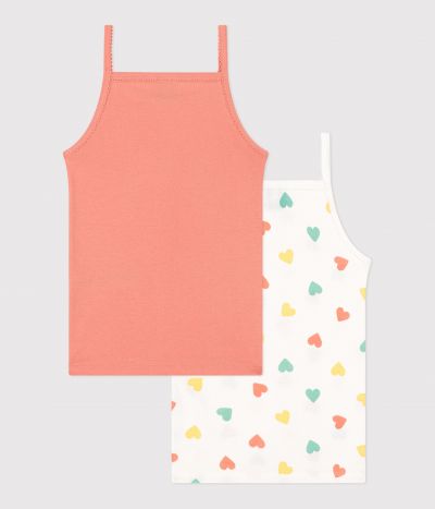 Lot de 2 débardeurs enfant en coton imprimé cœurs