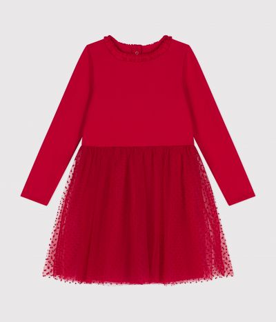 Robe en jersey lourd et tulle enfant fille