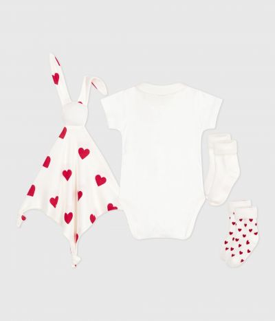 Ensemble cadeau naissance body, doudou et chaussettes en coton