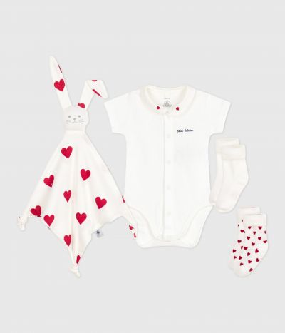 Ensemble cadeau naissance body, doudou et chaussettes en coton