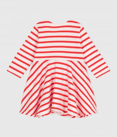 Robe marinière bébé en coton épais manches longues