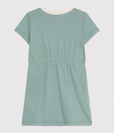 Robe enfant en coton manches courtes uni