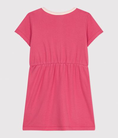 Robe enfant en coton manches courtes uni