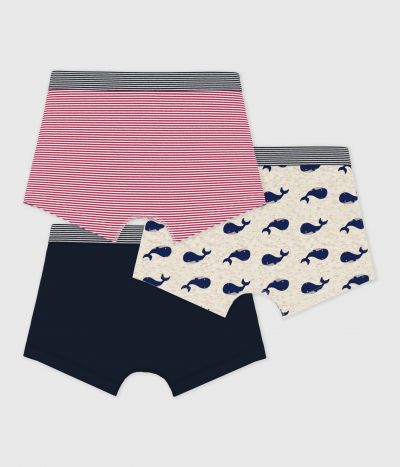 Lot de 3 boxers enfant en coton imprimé baleines