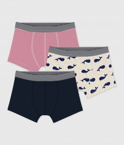 Lot de 3 boxers enfant en coton imprimé baleines