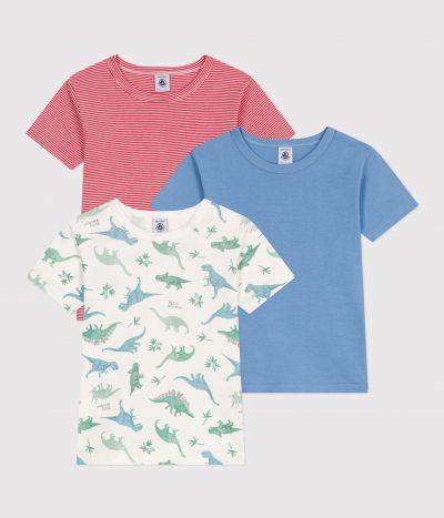 Lot de 3 tee-shirts enfant en coton manches courtes dinosaures