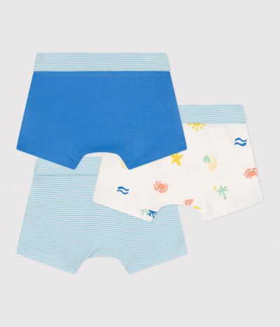 Lot de 3 boxers enfant en coton ceinture recouverte imprimés