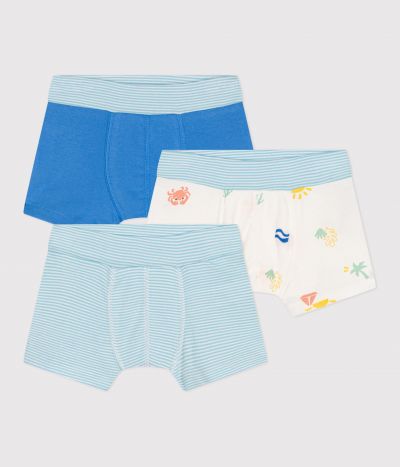 Lot de 3 boxers enfant en coton ceinture recouverte imprimés