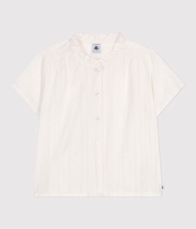 Blouse enfant en coton manches courtes unie