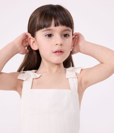 Robe longue à bretelles enfant en coton uni