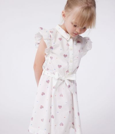 Robe enfant sans manches en coton cœurs