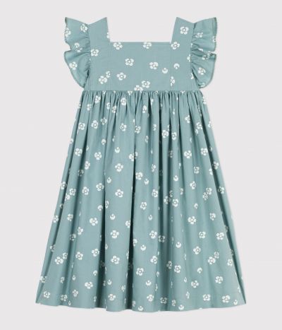 Robe longue sans manches enfant en coton fleurie