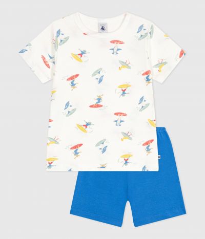 Pyjama short enfant en coton imprimé surfeurs