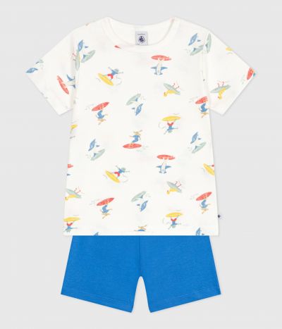 Pyjama short enfant en coton imprimé surfeurs