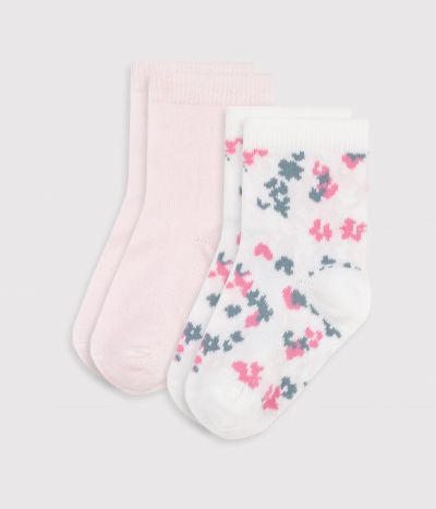 2 paires de chaussettes bébé en coton imprimé fleurs
