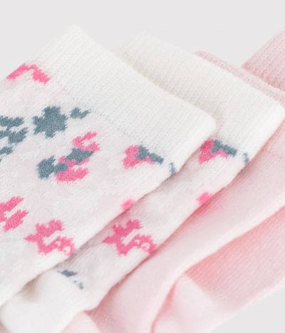 2 paires de chaussettes bébé en coton imprimé fleurs