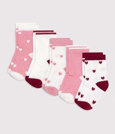 5 paires de chaussettes bébé imprimé cœurs