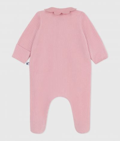 Pyjama bébé en velours à col uni