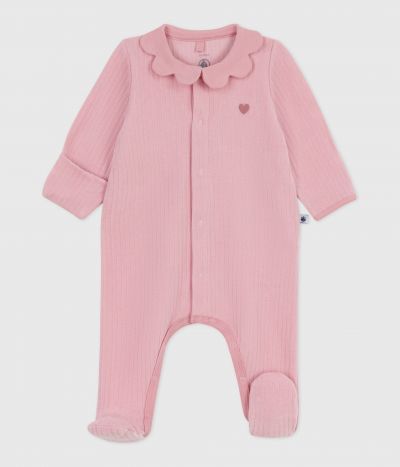 Pyjama bébé en velours à col uni