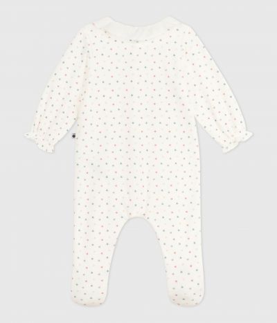 Pyjama bébé en velours à col imprimé cœurs