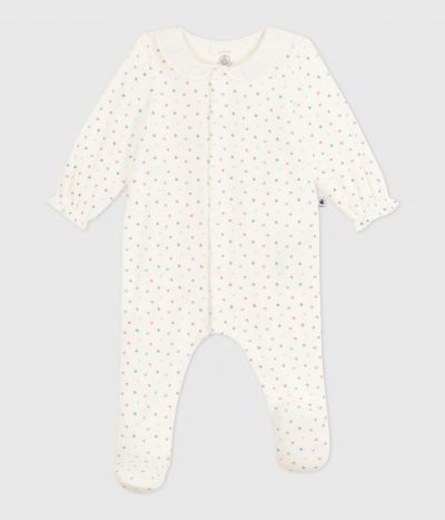 Pyjama bébé en velours à col imprimé cœurs