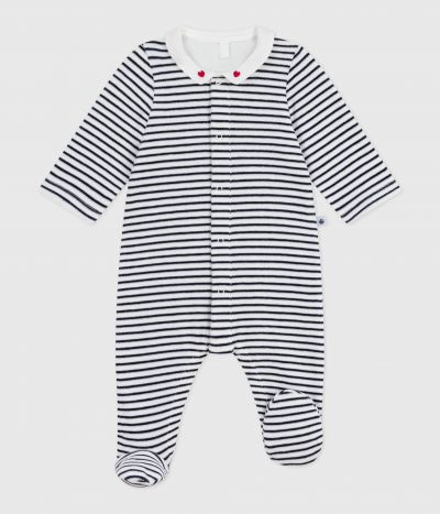 Pyjama bébé en velours à col imprimé
