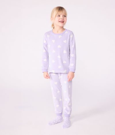 Pyjama enfant en velours imprimé cœurs