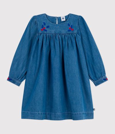 Robe enfant manches longues en denim