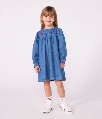 Robe enfant manches longues en denim
