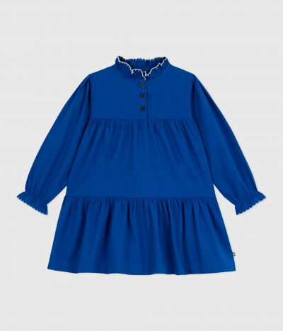 Robe enfant manches longues en coton unie