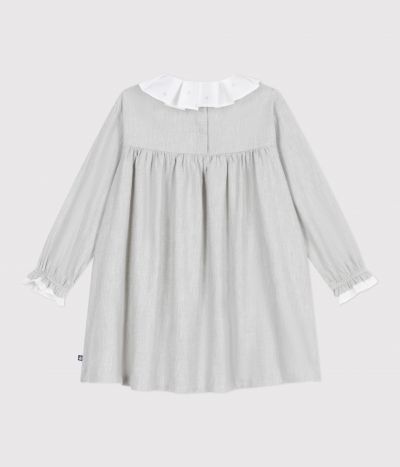 Robe enfant manches longues en flanelle unie