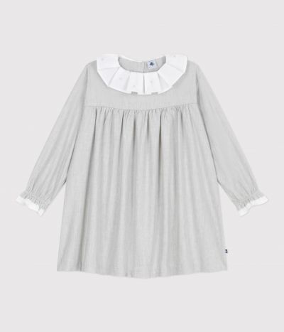 Robe enfant manches longues en flanelle unie