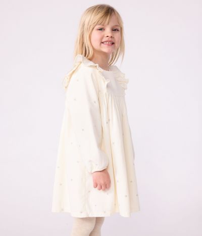 Robe enfant manches longues en velours unie