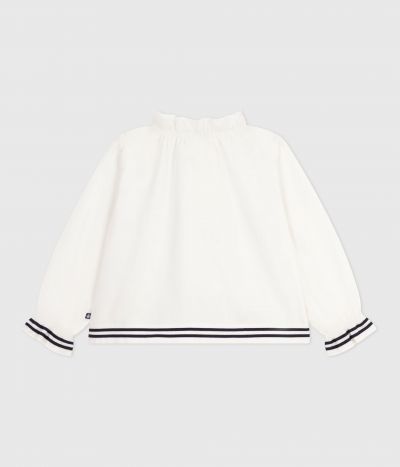 Blouse enfant en popeline de coton manches longues unie