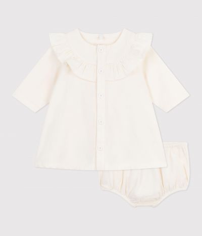 Robe cérémonie bébé en velours brodé et son bloomer