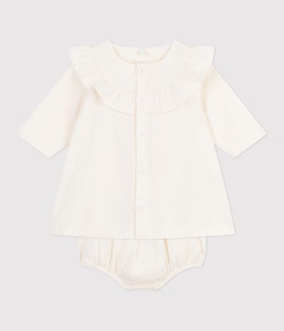 Robe cérémonie bébé en velours brodé et son bloomer