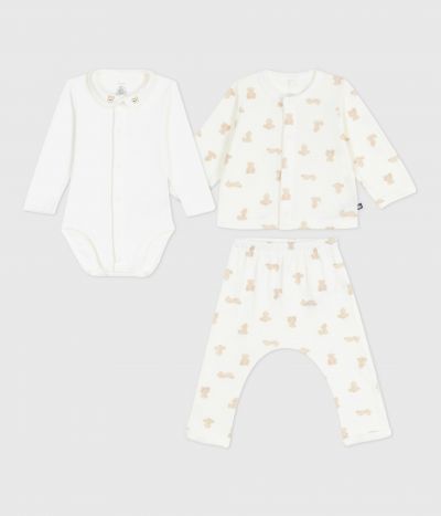 Ensemble cadeau 3 pièces bébé imprimé ourson en coton